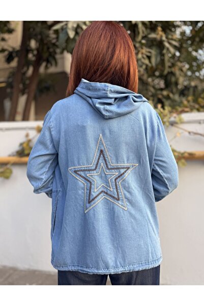 DenizEge Μπουφάν με κέντημα στην πλάτη Liyosel με κουκούλα