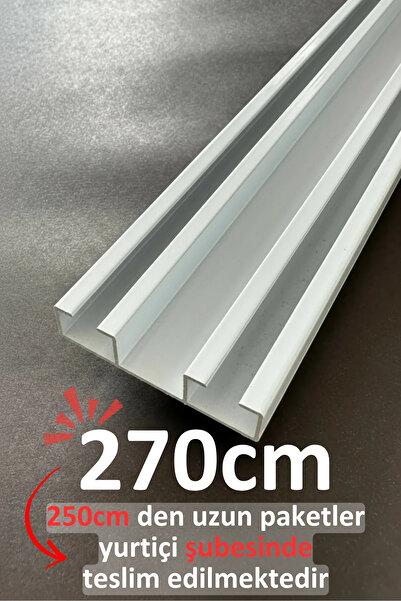 İzen İki Kanallı 270cm Alüminyum Beyaz Perde Rayı (48mm) Düz İkili Korniş