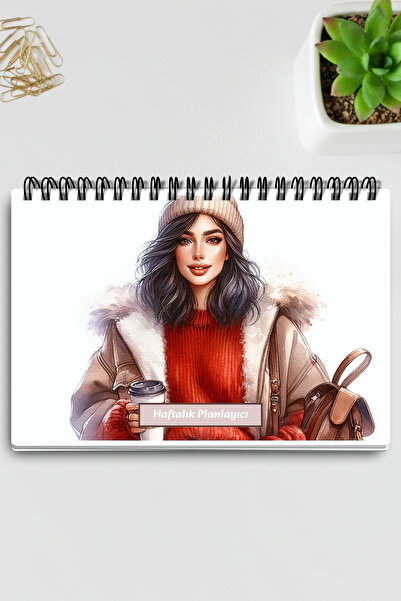 qoeuyl boutique Model "Devojka sa kafom": 4 A5 spiralno uvezane beleške sa sp...