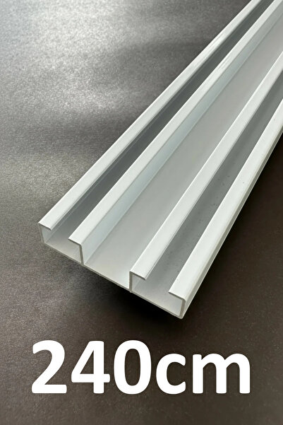 İzen İki Kanallı 240cm Alüminyum Beyaz Perde Rayı (48mm) Düz İkili Korniş