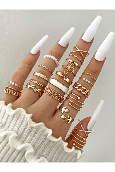 Take Two By Styli Set of 22 - Faux Pearl Accent Rings