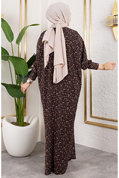 sefamerve Patterned Wrinkled Dress 7137-01 Brown