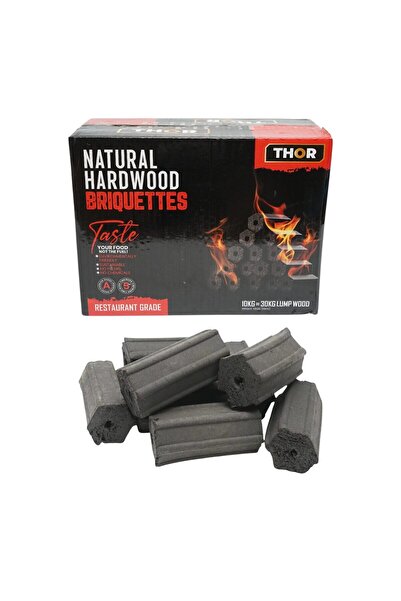 THOR Grill charcoal briquettes, hexagonal, hardwood, 5-hour burn, 10 kg,