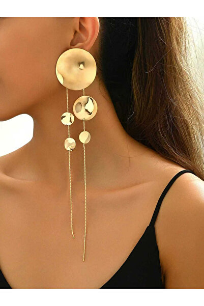 Take Two By Styli Long Circle Tassel Metal Earrings