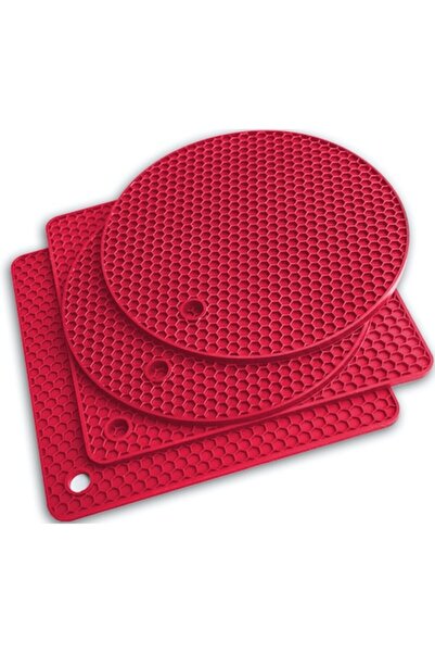 Q's Inn 4-piece Silicone Kitchen Accessories Set - Red