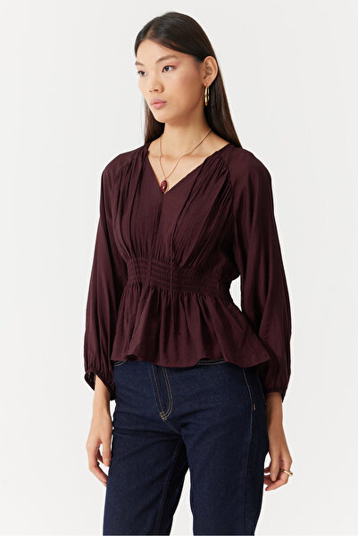 PAULMARK Women's Gather Detailed Blouse