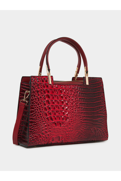 Take Two By Styli Croc Textured Double Top Handle Handbag
