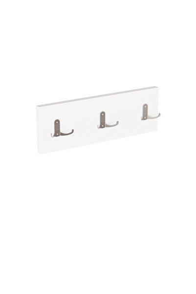 DEKORFİM Modern wall hanger Luna, 3 metal hooks, glossy white, melamine chipboard, 35x12cm