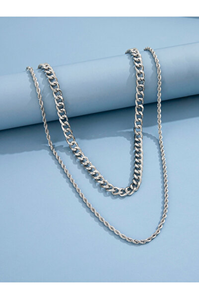 Take Two By Styli Set of 2 - Silver Chain Necklace