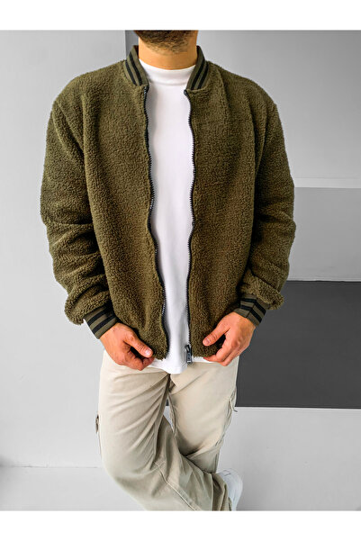 NO1 KONSEPT Πράσινο μπουφάν με φερμουάρ Premium Plush College