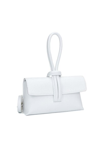 Posete Fagaras Ecaterina Leather Purse - White, 1 Compartment, 2 Pockets, Adjustable Strap max 120 cm