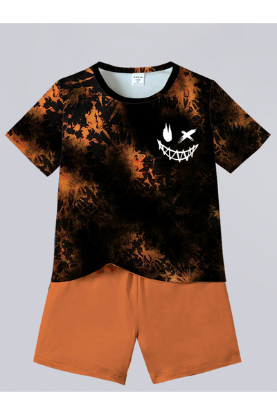 Take Two By Styli Boy Graphic Print T-Shirt with Shorts Set