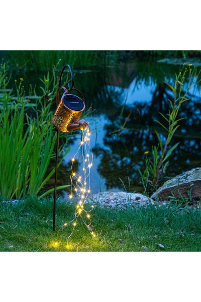 Super Lampă Solară LED Tip Stropitoare, Design Retro, Proiectie Lumină Caldă, 80cm