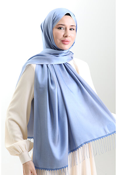 sefamerve شال فيسكوز طويل مهدب 70331-10 أزرق