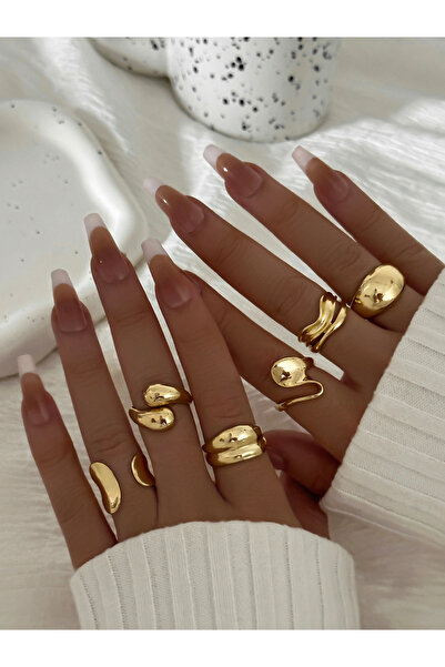 Take Two By Styli مجموعة من 6 خواتم سميكة متنوعة