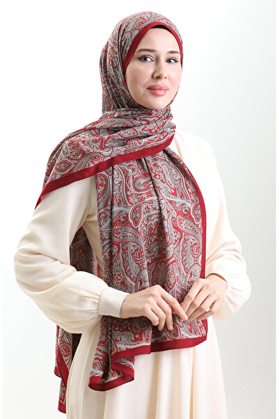 sefamerve Karaca Patterned Mio Shawl 82011-03 Claret Red