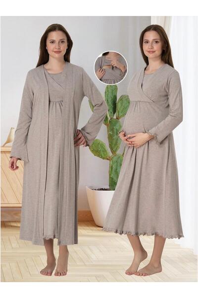 Lohusa Homewear Set de cămăși de noapte pentru maternitate, din bumbac pieptă...