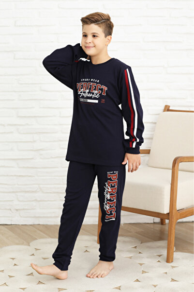 MODANINO Boy's Sleeves Striped 100% Cotton Interlock Fabric Pajama Set 12351