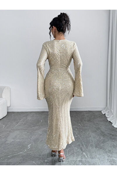 Take Two By Styli All Sequins Embellished Mermaid Hem Maxi Dress