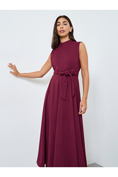 Styli Maroon Sleeveless A-Line Maxi Dress
