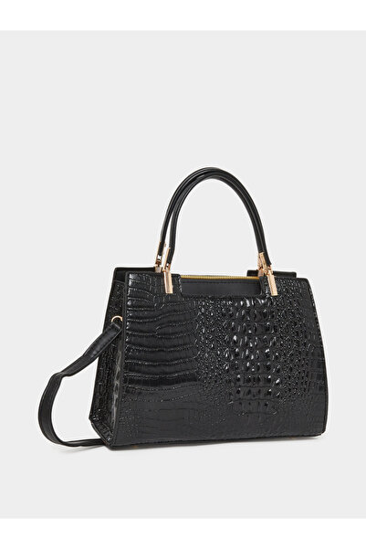 Take Two By Styli Croc Textured Double Top Handle Handbag