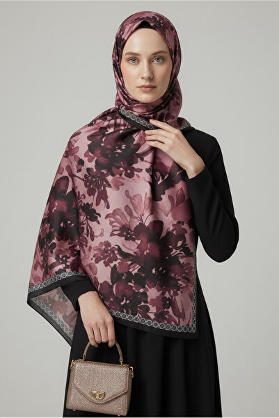 TOFİSA Șal din bumbac din seria Midnight Bloom Coral - 27986-MERCAN