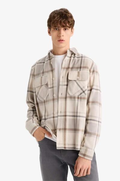 DeFacto Regular Fit Checkered Fleece Long Sleeve Shirt (25 Wn)
