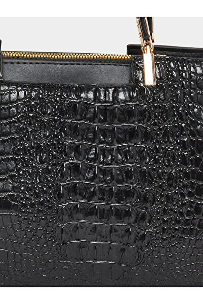 Take Two By Styli Croc Textured Double Top Handle Handbag