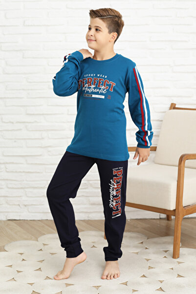 MODANINO Boy's Sleeves Striped 100% Cotton Interlock Fabric Pajama Set 12351