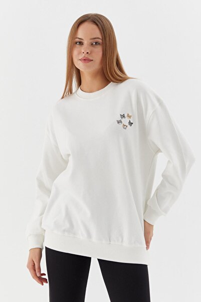 Shopping Shop Cat embroidered sweatshirt ecru