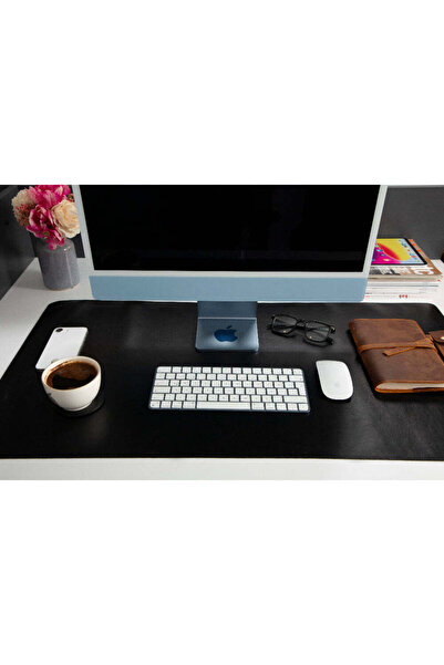 BloominBag Still & Silent - Noir Real Leather Desk Mat MacBook Pad