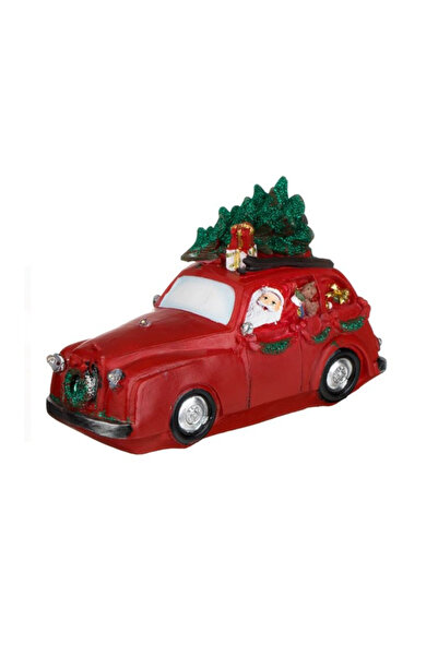 Lumi LUXURY Red Car Christmas Decoration with Santa Claus and LED Tree 18x9x13cm