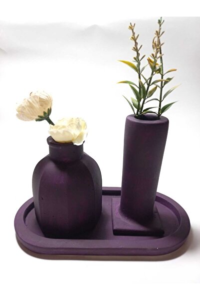 emilysamy Decorative Double Vase Set with Plate Random