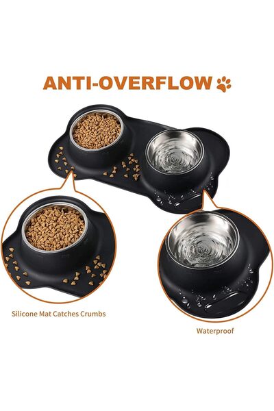 Mumoo bear أوعية طعام من الفولاذ المقاوم للصدأ للكلاب والقطط - طقم من قطعتين ...