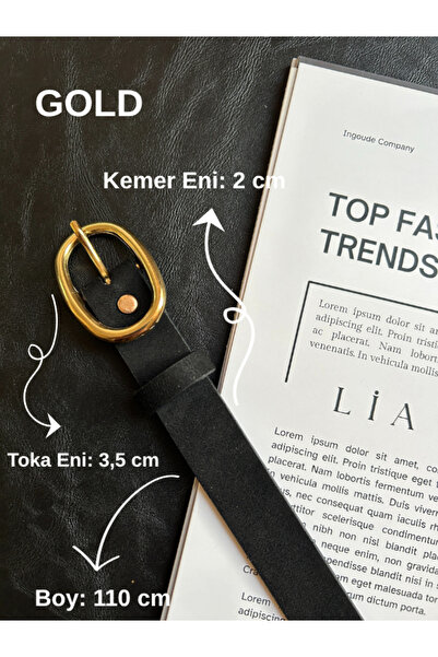 LİA KEMER Desire Ring Patterned Suede Women's Gold Buckle Belt Jacket Belt Dress Belt Trouser Belt