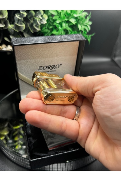 Zorro Marka Şeffaf Göstergeli Zarif Rüzgar Geçirmez Benzinli Çakmak
