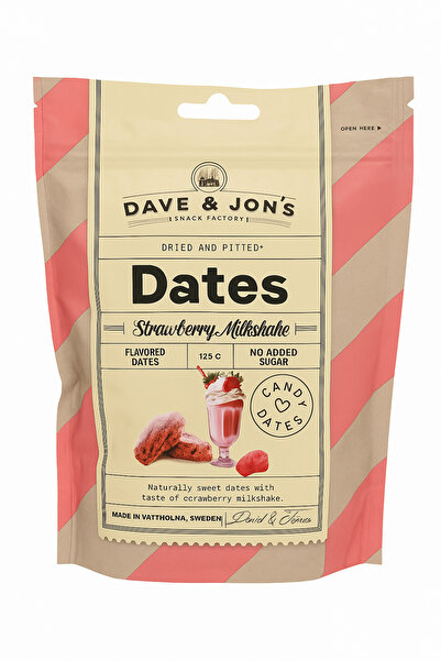 DA.VE Seedless dates with strawberry shake flavor, no added sugar – 125g DAVE&JON'S