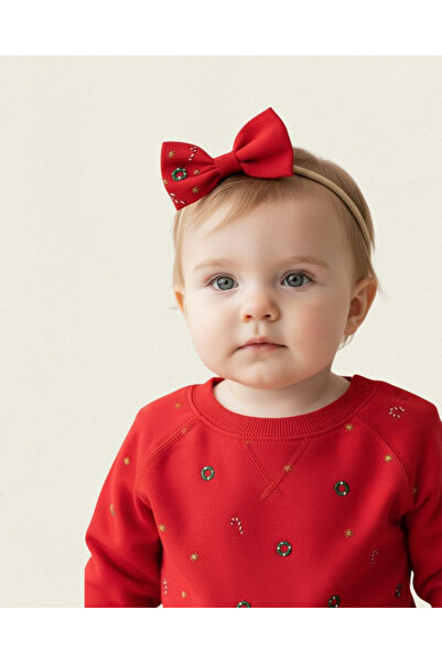 mirami Yılbaşı Nakışlı Kırmızı Bebek Bandı