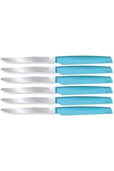 Pedrini مجموعة من 6 سكاكين شرائح اللحم بمقابض زرقاء باهتة -