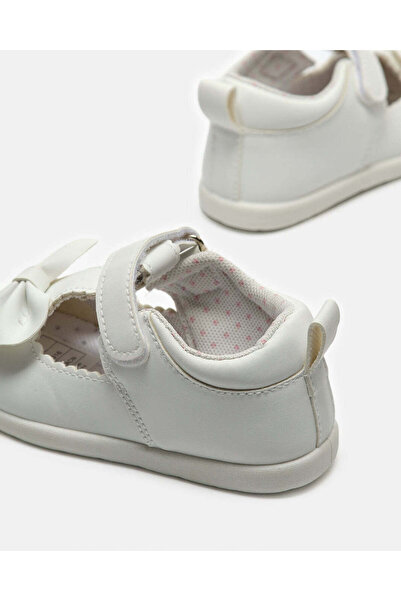 REDTAG Infant Girls White Bow T-Bar Sneakers