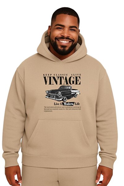 E-ROMA SWEATSHIRT UNISEX MĂRIME MARE CU IMPRIMARE VINTAGE