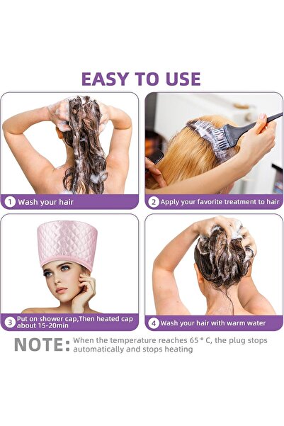 Pro Plus Professional Professional Thermal Hair Heating and Treatment Cap - Pink