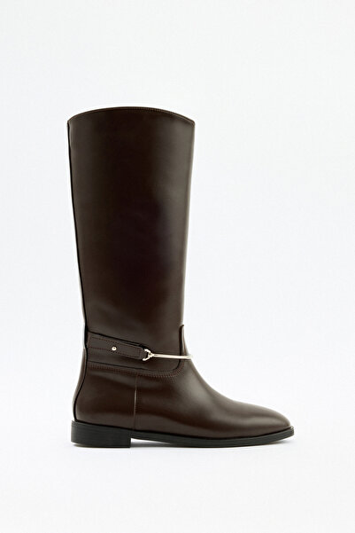 LUTVELIZADE Çizme 2521 - Gümüş Bilek Aksesuarlı Acı Kahve Kadın Çizme