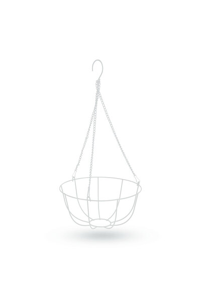 CED AUTO TRADE Hanging metal basket - for fixing flower pots - 25 cm - white