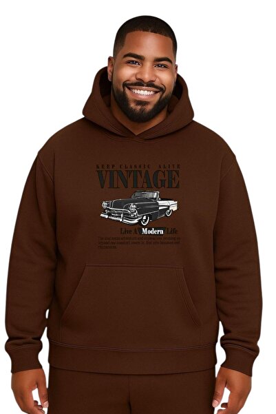 E-ROMA SWEATSHIRT UNISEX MĂRIME MARE CU IMPRIMARE VINTAGE