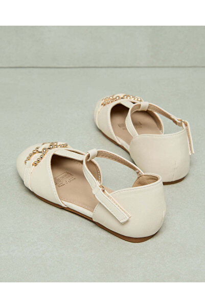 REDTAG Girls Cream Buckle T-Bar Ballerina