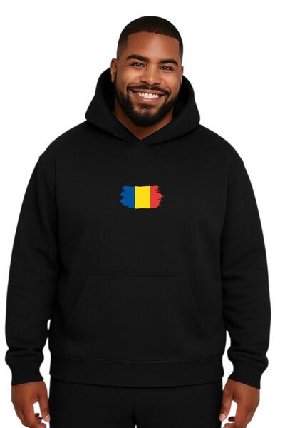 BENROMA سويت شيرت مطبوع عليه رومانيا مقاس كبير للجنسين