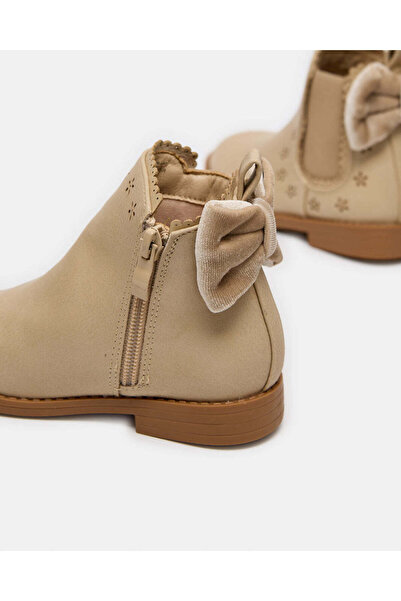 REDTAG Infant Girls Beige Bow Chelsea Boot