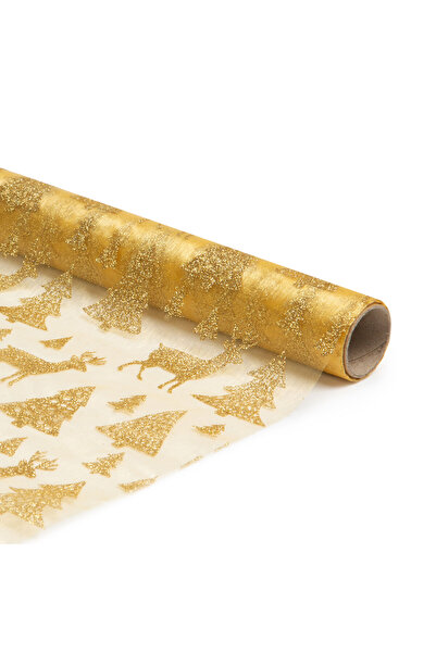 OEM Napron de Craciun - auriu - 180 x 28 cm