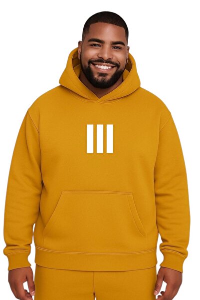 BENROMA سترة رياضية كبيرة الحجم مطبوعة بثلاثة خطوط للجنسين